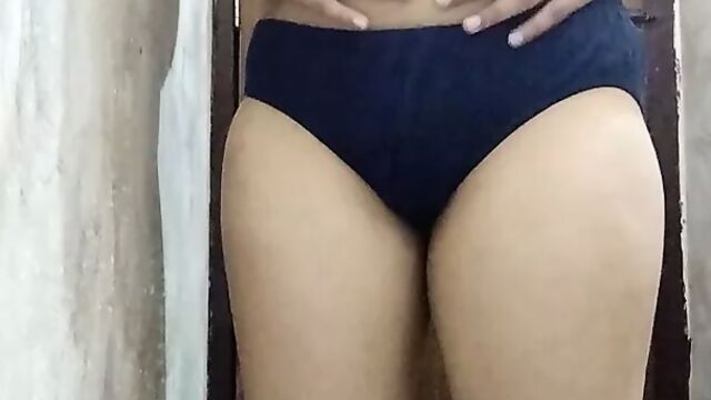 Tamil young 18 year old girl bathing at home