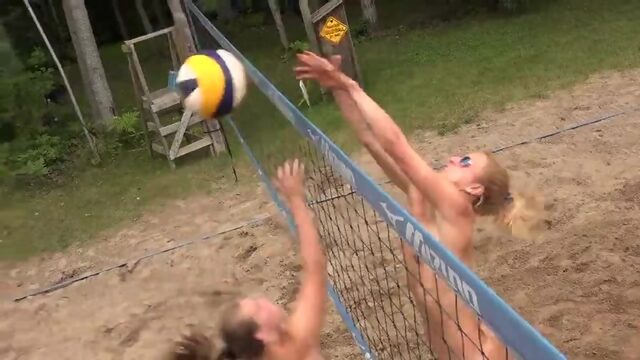 Naked volleyball