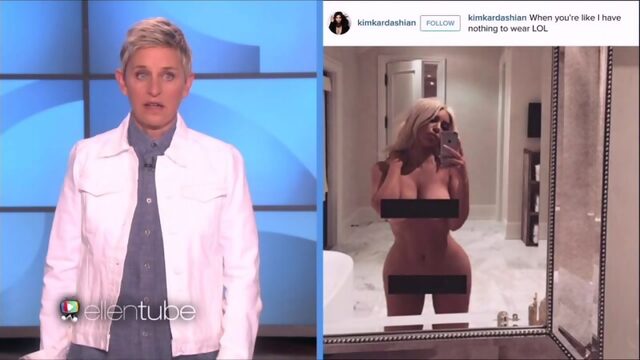 Ellen Discusses Kim Kardashians Nude Selfie RUS SUB